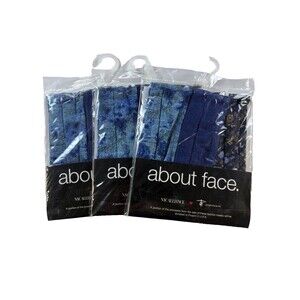 About Face Face Mask Pack Blue Floral Adult One Size Set of 9 Breathable Soft